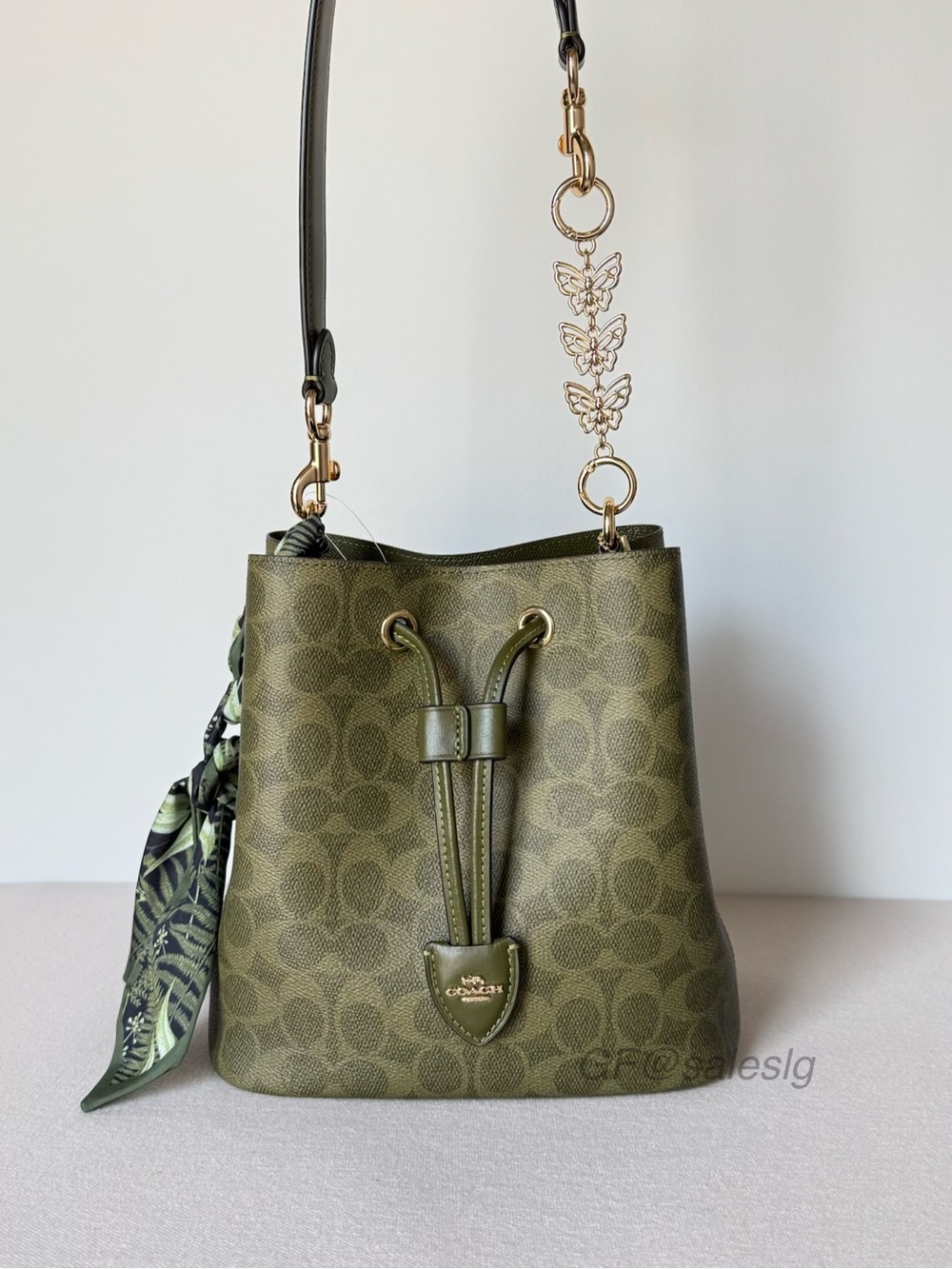NWT Coach Rowan Bucket Bag Crossbody / Shoulder Bag Olive Green CBH07 Styled Set